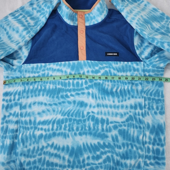 LANDS END Men's Blue Tie-Dye Snap Pullover Fleece Multicolor Size Large‎ Cozy - Picture 6 of 9